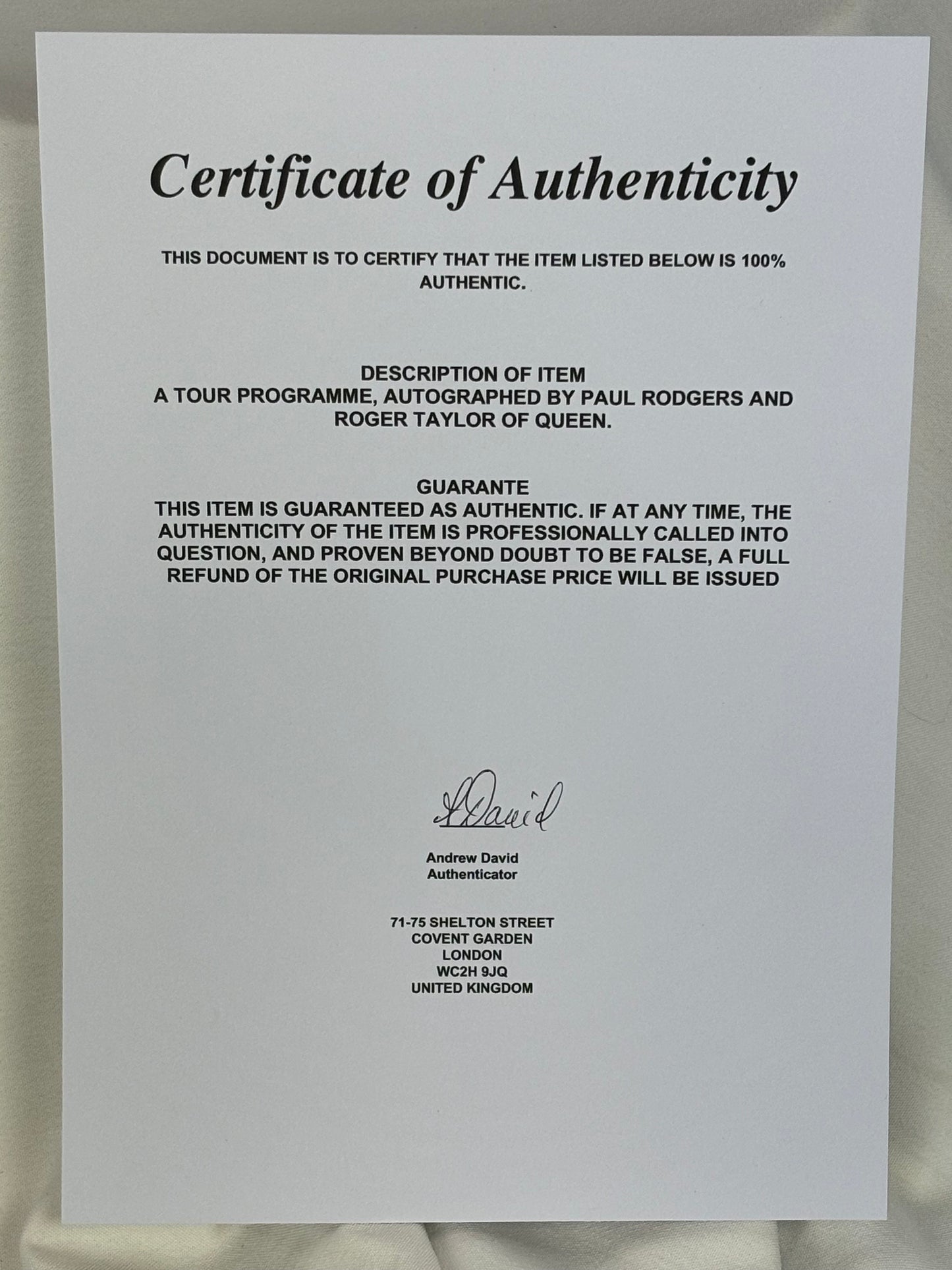 Queen + Paul Rodgers “The Cosmos Rocks Tour 2008” – Dual Autographed Tour Program – COA Included