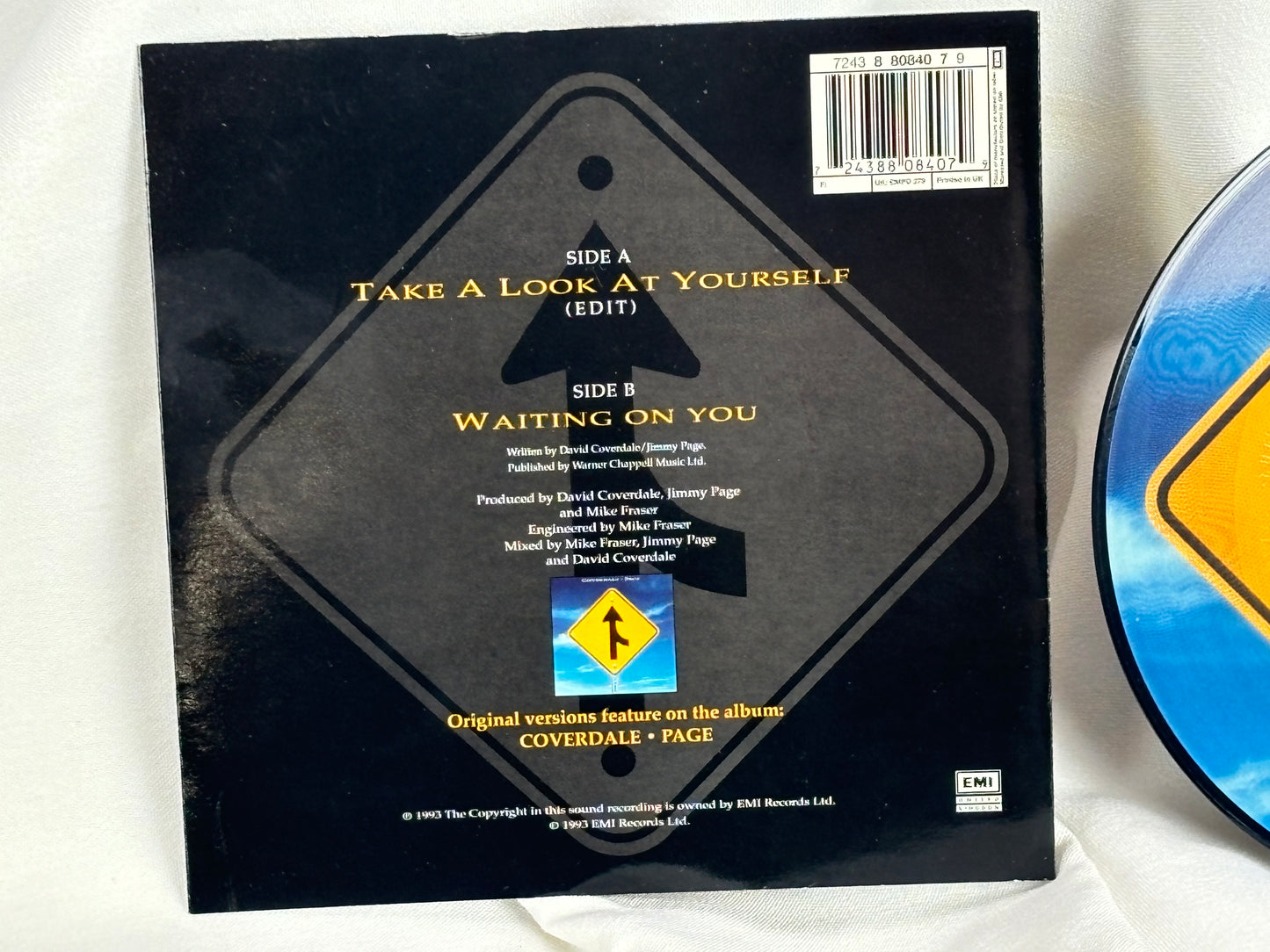 Jimmy Page / David Coverdale – Strictly Limited Numbered 7" Picture Disc – Autographed by Jimmy Page – COA Included