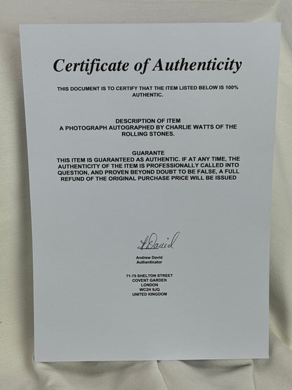 Charlie Watts – The Rolling Stones – Hand-Signed 6x8 Photograph – Gold Ink Autograph – COA Included