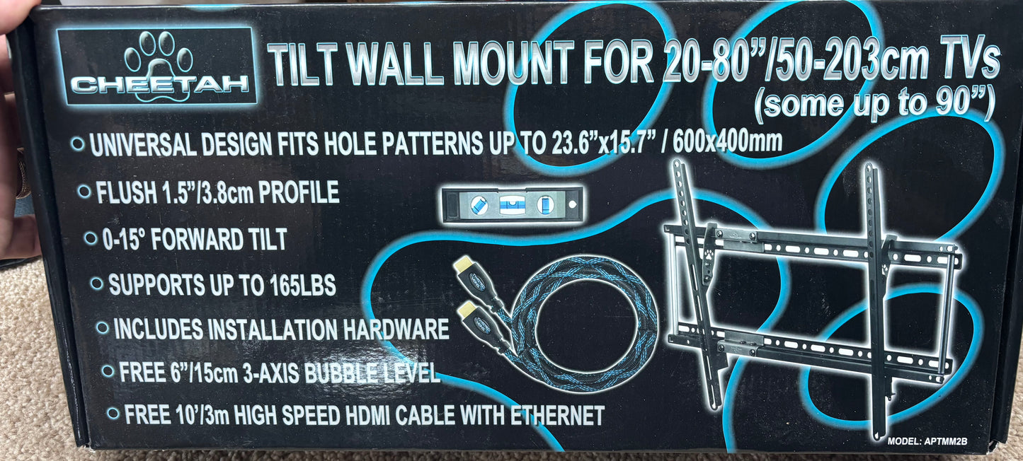 Cheetah Tilt TV Wall Mount – Fits 20"–80" TVs – Heavy Duty