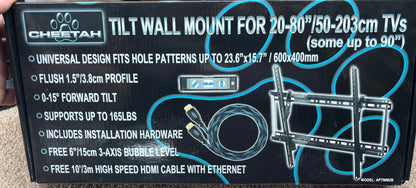 Cheetah Tilt TV Wall Mount – Fits 20"–80" TVs – Heavy Duty