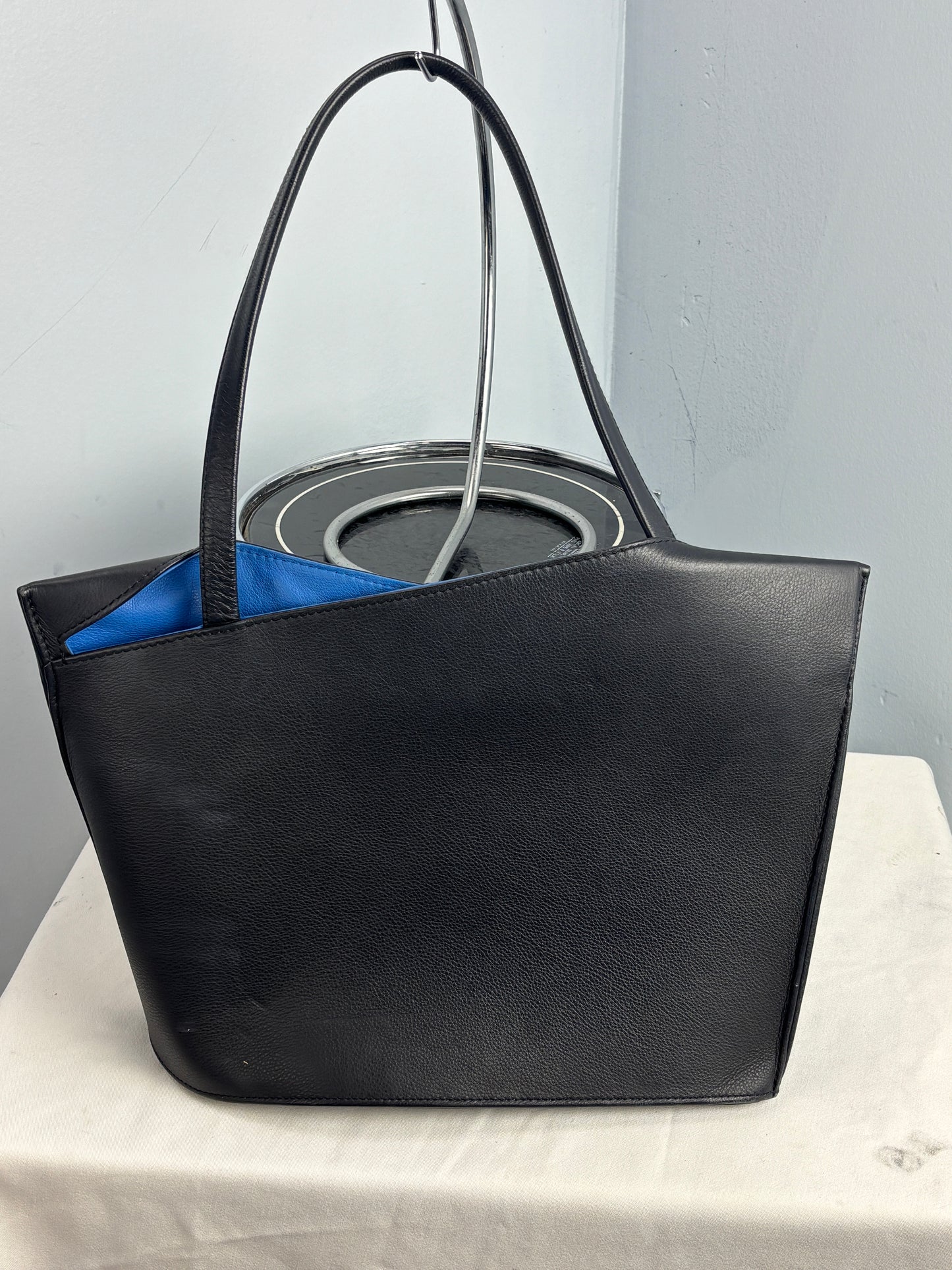 👜 Coach Reversible Leather Tote Bag – Black & Blue – Pebbled Leather