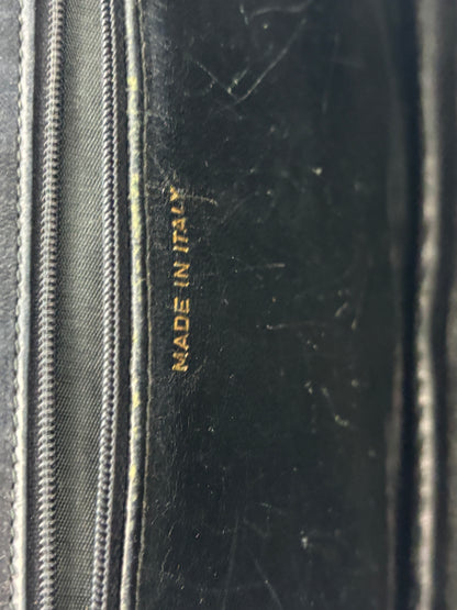 👜 Charles Jourdan Paris Black Embossed Leather Chain Strap Bag – Made in Italy – Vintage Designer