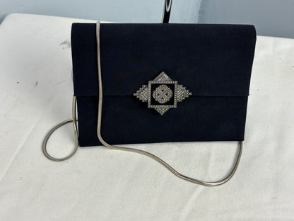 👜 Judith Jack Black Satin Evening Clutch – Marcasite-Style Clasp – Made in Italy w/ Dust Bag