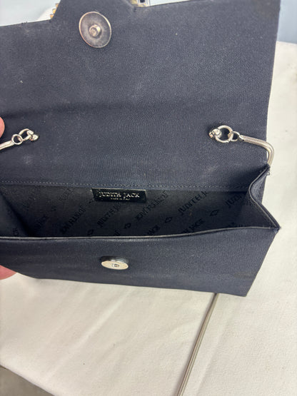 👜 Judith Jack Black Satin Evening Clutch – Marcasite-Style Clasp – Made in Italy w/ Dust Bag