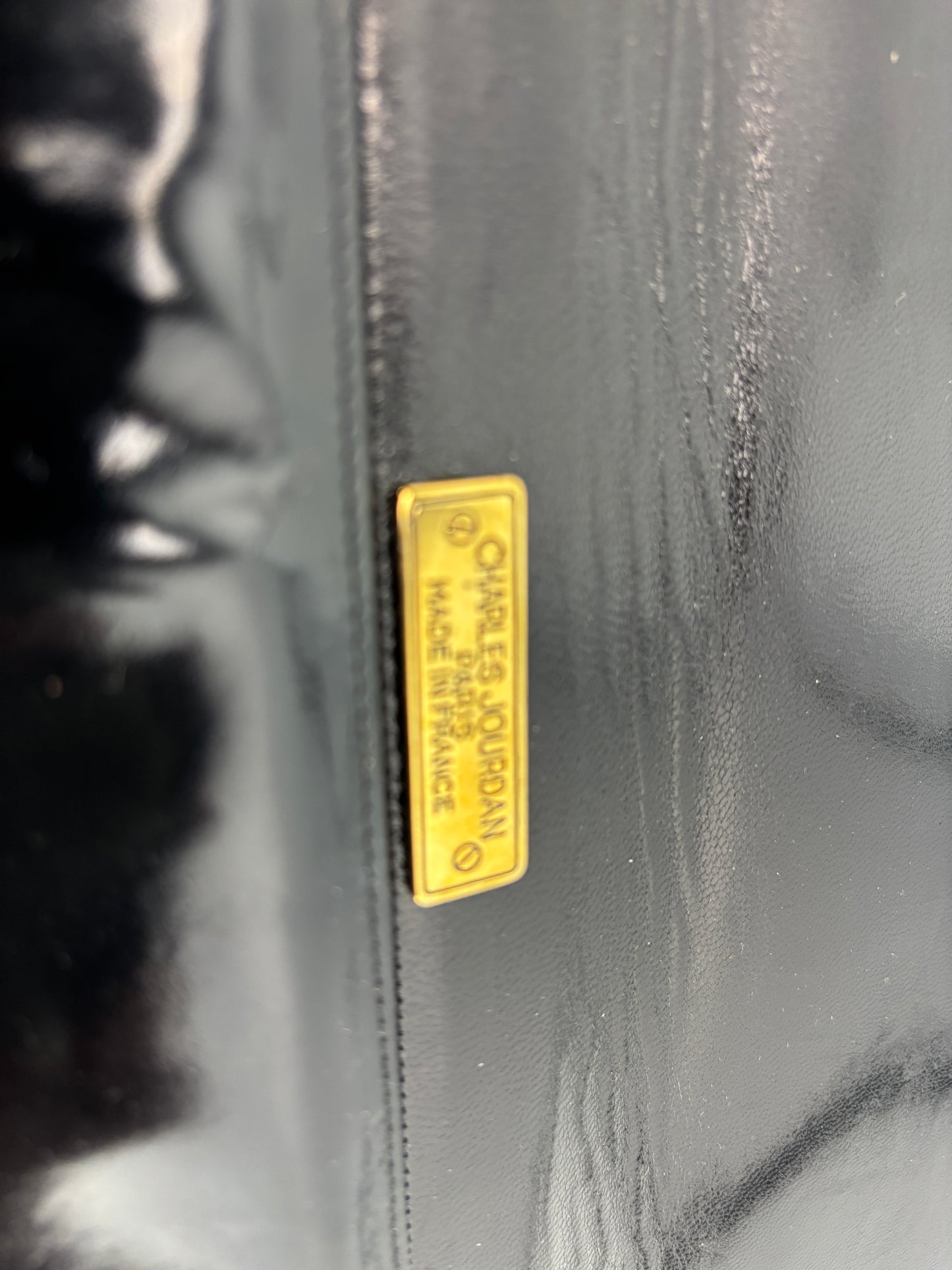 👜 Charles Jourdan Paris Black Patent Leather Handbag – Made in France – Vintage Designer Piece