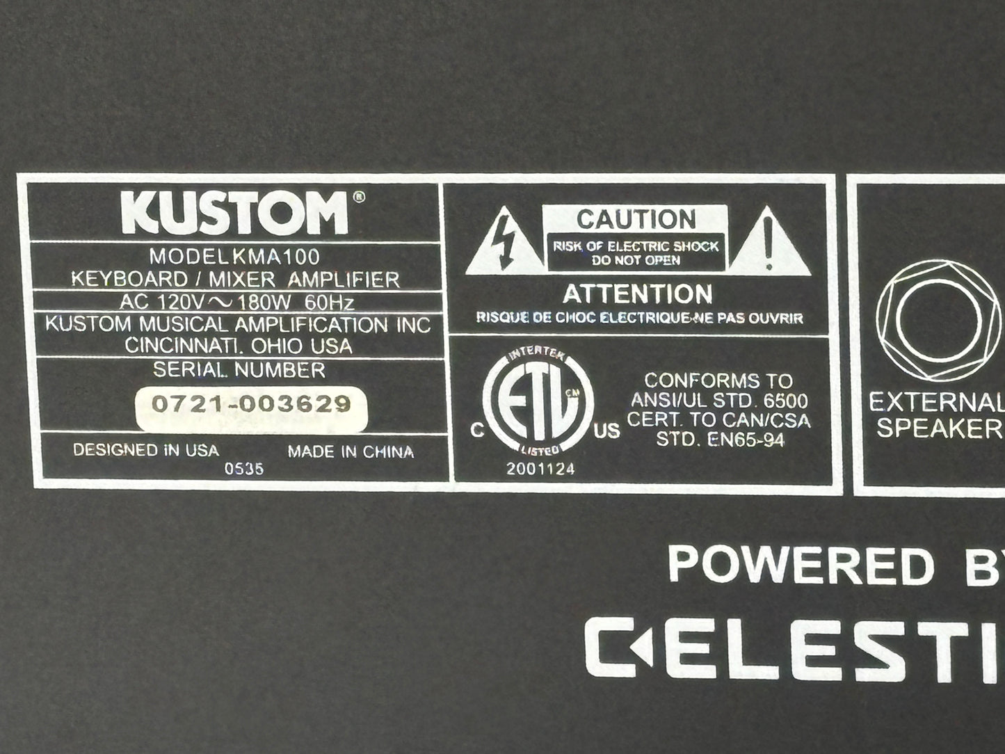 Kustom KMA100 Keyboard / Mixer Amplifier – 100W – Celestion Speaker – Multi-Input PA Style Amp