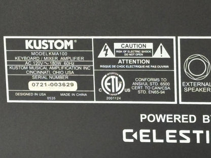 Kustom KMA100 Keyboard / Mixer Amplifier – 100W – Celestion Speaker – Multi-Input PA Style Amp