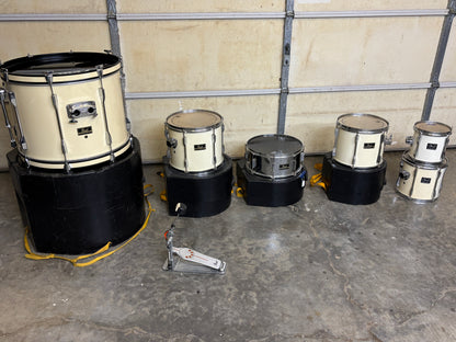 Pearl Export Series Drum Kit – White Wrap – Taiwan Era – Shell Pack + Pedal + Cases