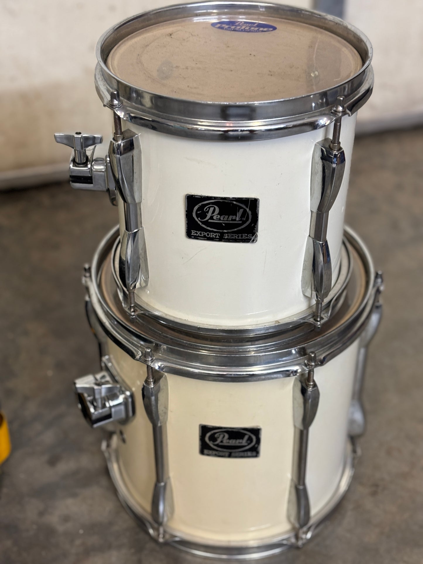 Pearl Export Series Drum Kit – White Wrap – Taiwan Era – Shell Pack + Pedal + Cases