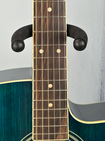 Kona Acoustic-Electric Cutaway Guitar – Transparent Blue – Built-In Tuner & EQ
