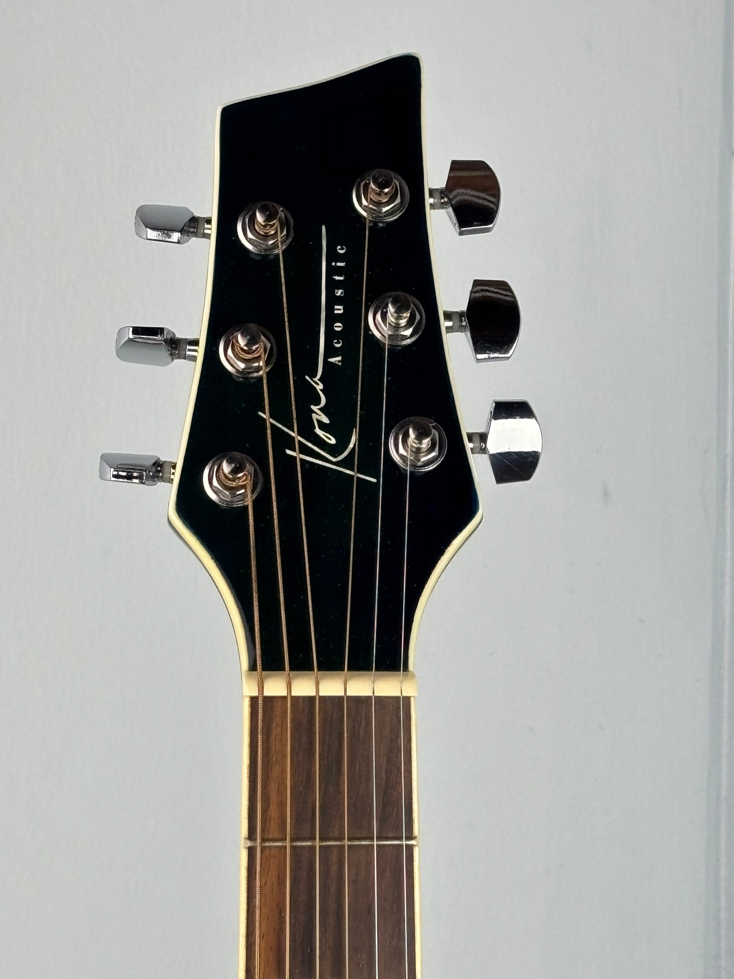 Kona Acoustic-Electric Cutaway Guitar – Transparent Blue – Built-In Tuner & EQ