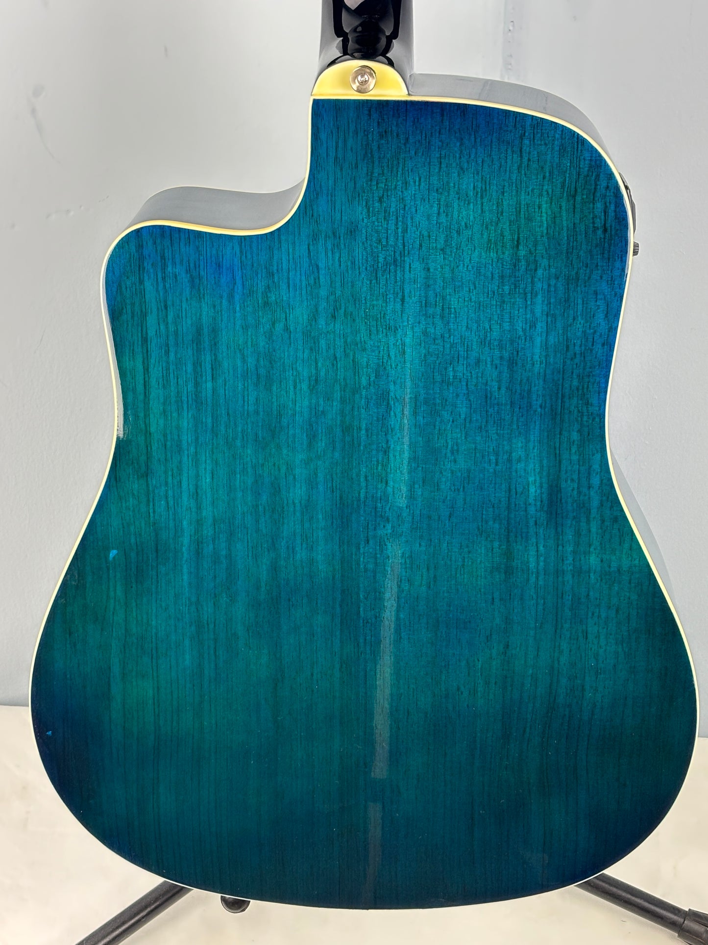 Kona Acoustic-Electric Cutaway Guitar – Transparent Blue – Built-In Tuner & EQ