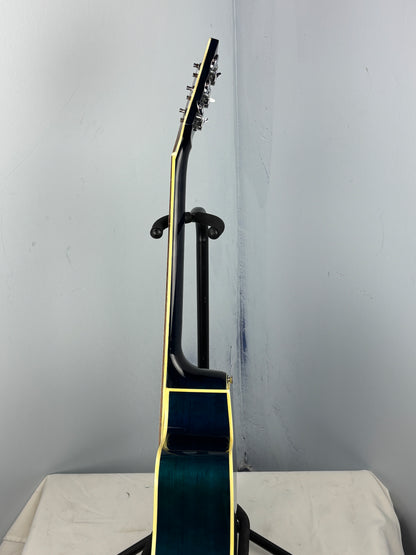 Kona Acoustic-Electric Cutaway Guitar – Transparent Blue – Built-In Tuner & EQ