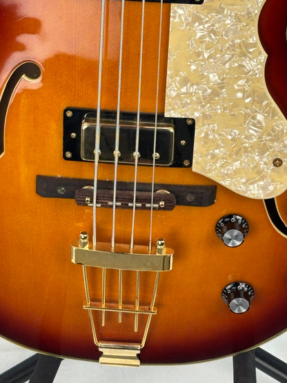 Jay Turser Hollow Body Electric Bass Guitar w/ Hardshell Case – Tobacco Sunburst