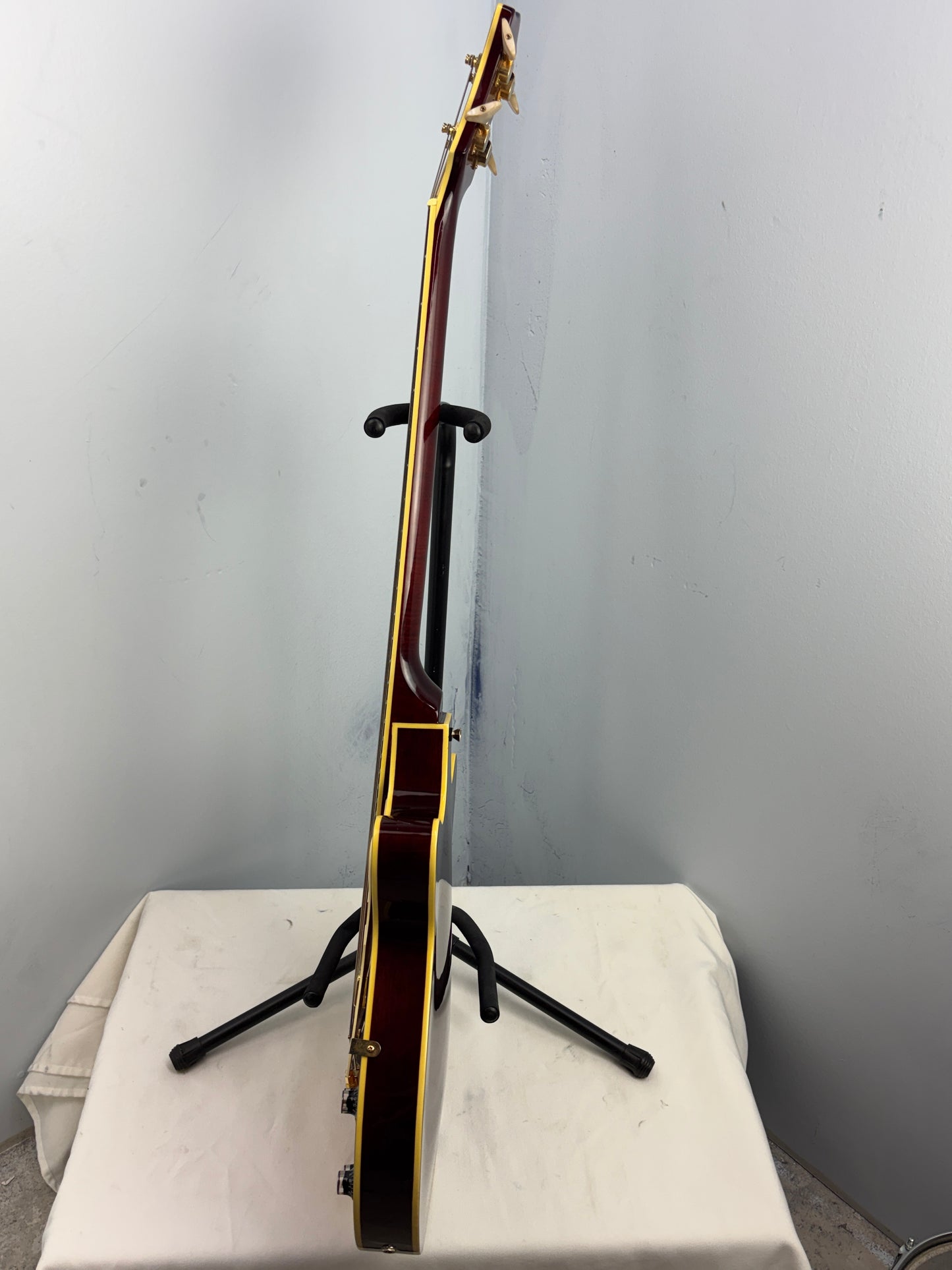 Jay Turser Hollow Body Electric Bass Guitar w/ Hardshell Case – Tobacco Sunburst