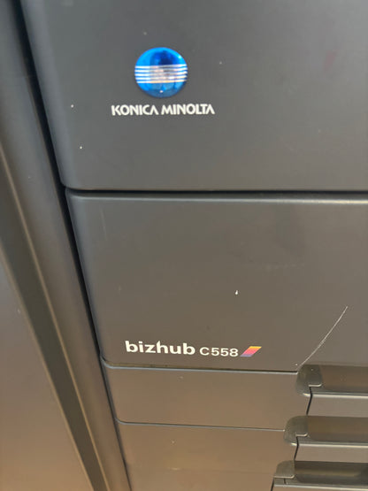 Konica Minolta bizhub C558 Commercial Color Copier / Printer / Scanner with Booklet Finisher – Fully Functional