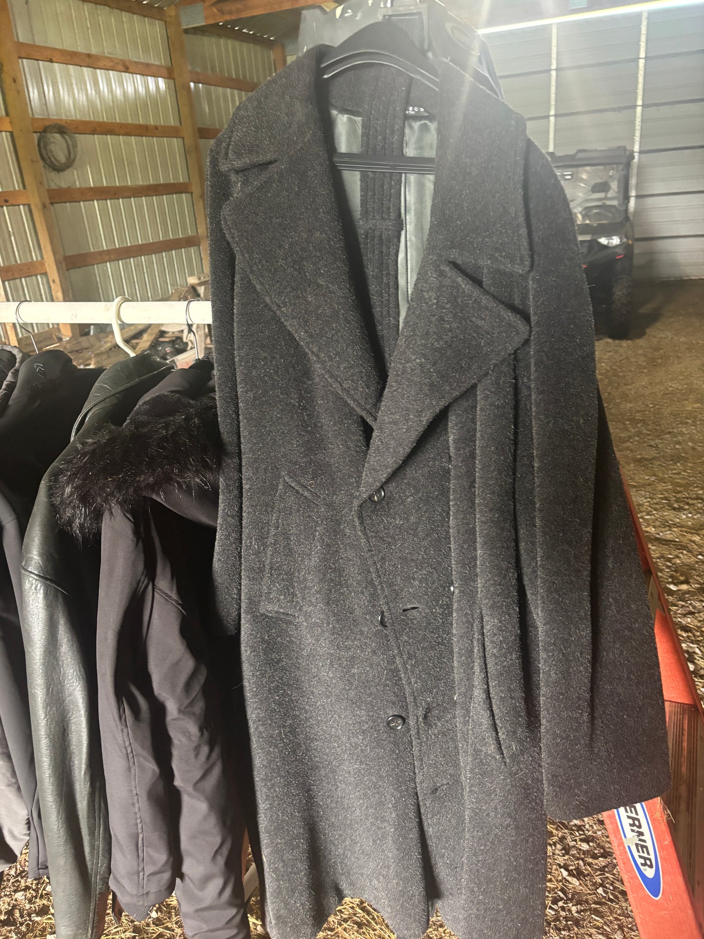 Hugo Boss Made in Italy Men's Wool Overcoat – Black – Fits Like XL
