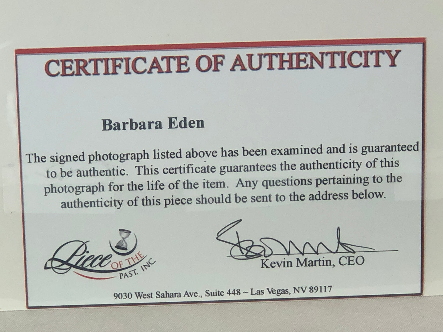 Barbara Eden – I Dream of Jeannie – Autographed 8x10 Photograph – Beckett COA